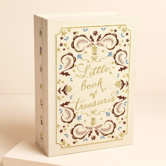 Embroidered 'book of treasures' jewellery box