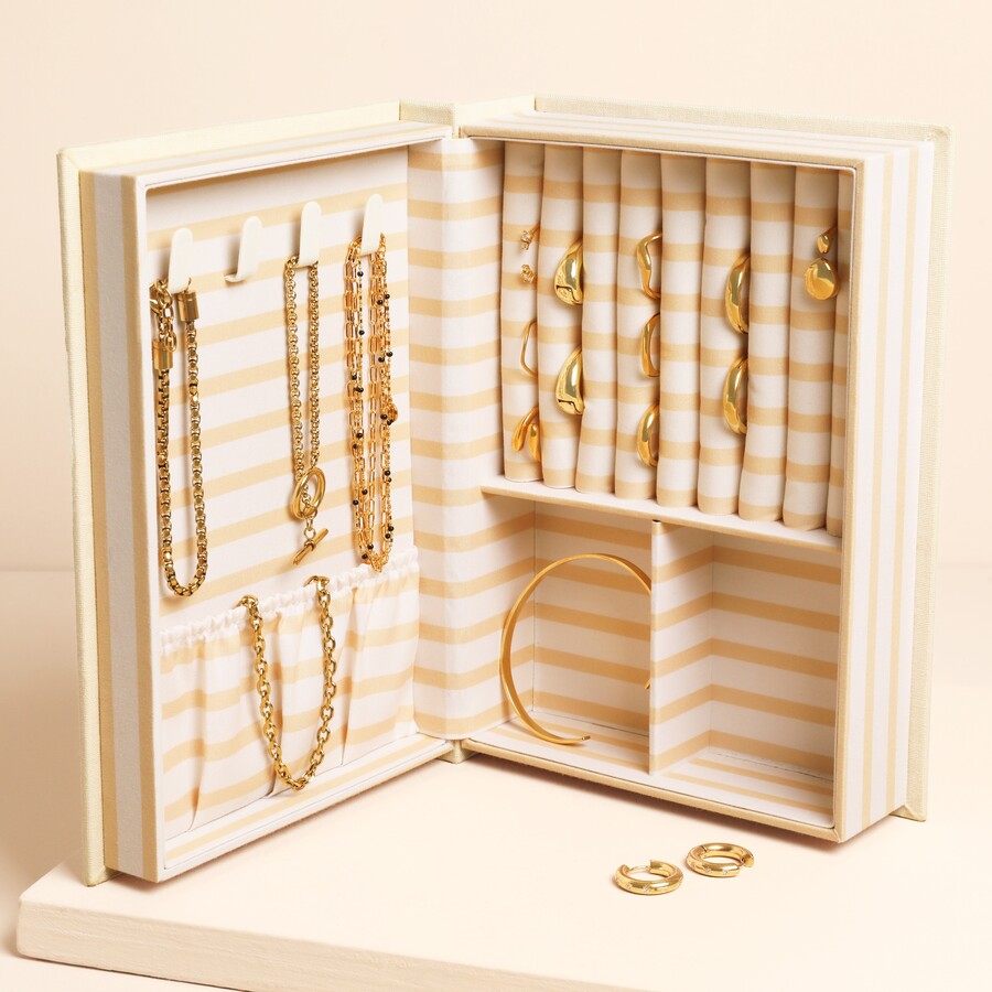 Embroidered 'book of treasures' jewellery box