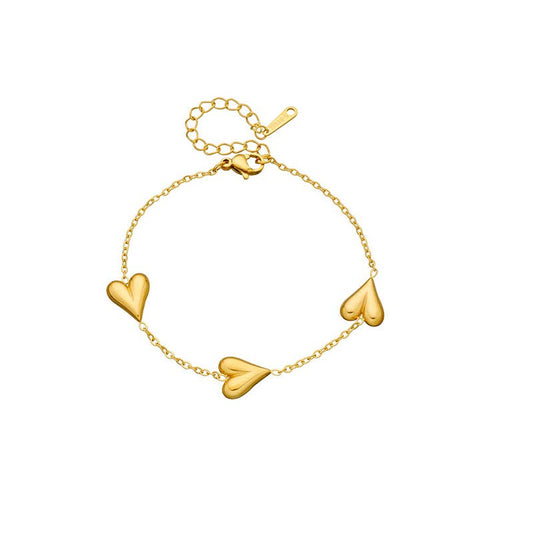 Heart Trio Bracelet in Gold
