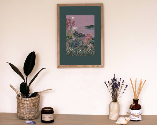 'Joyous Moonscape' A4 Oil Pastel Art Wall Print