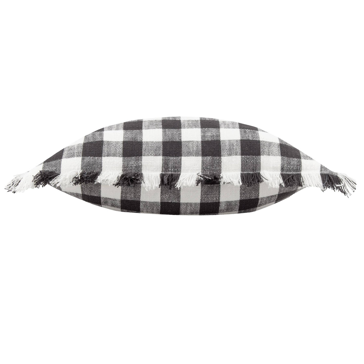 Barton Check Fringed Cushion Black