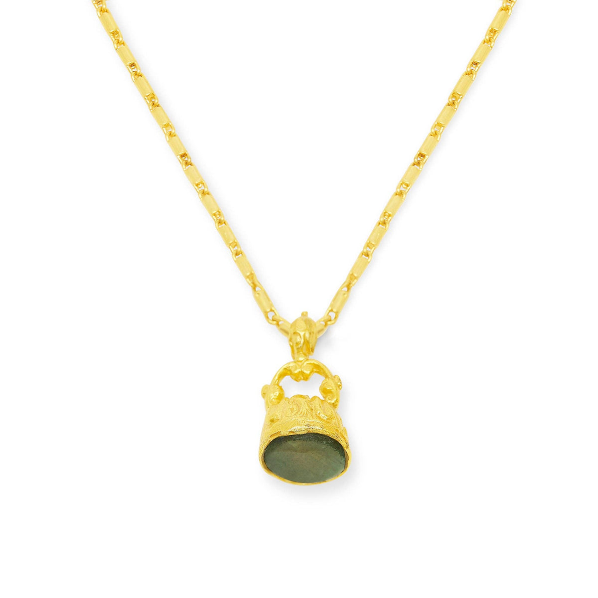 Secret Stamp Necklace Labradorite