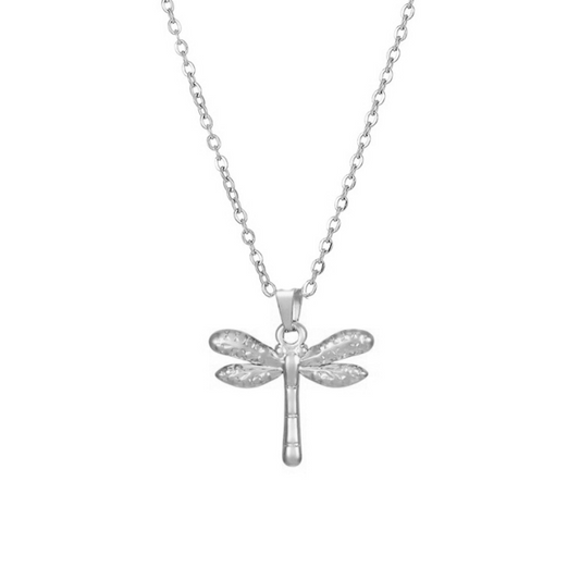 Dragonfly pendant necklace in silver