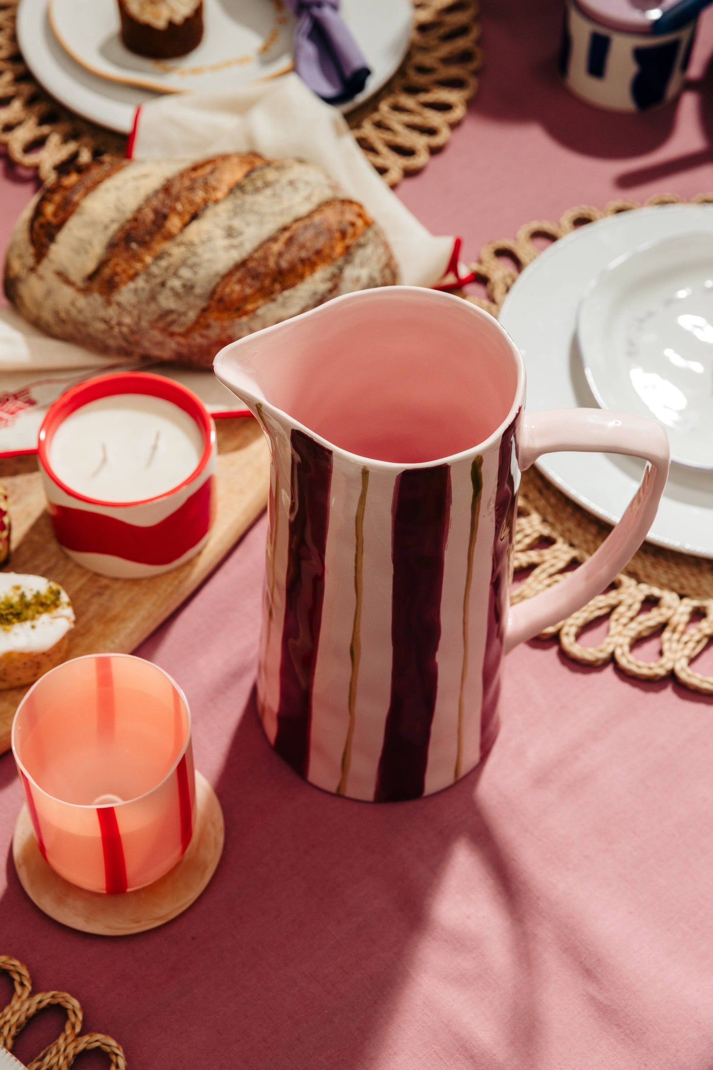 Pink/Burgundy stripe Jug