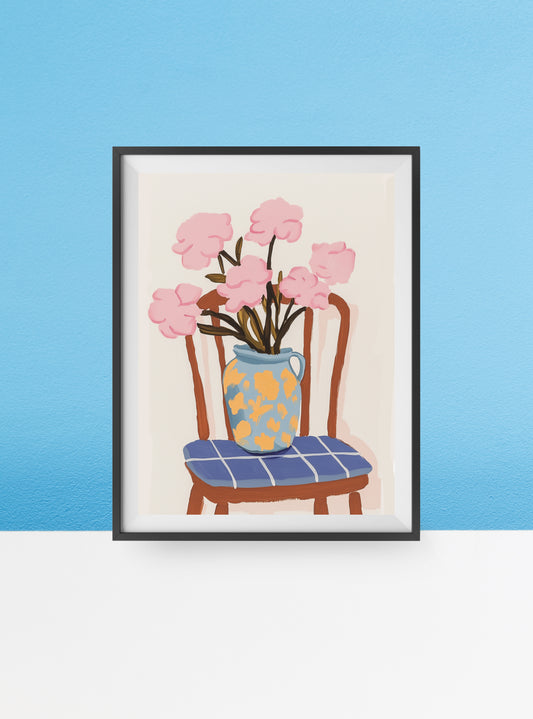 Pink bouquet print