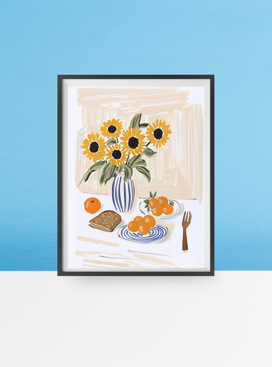 Sunflowers still life print