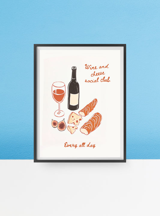 Wine and cheese print