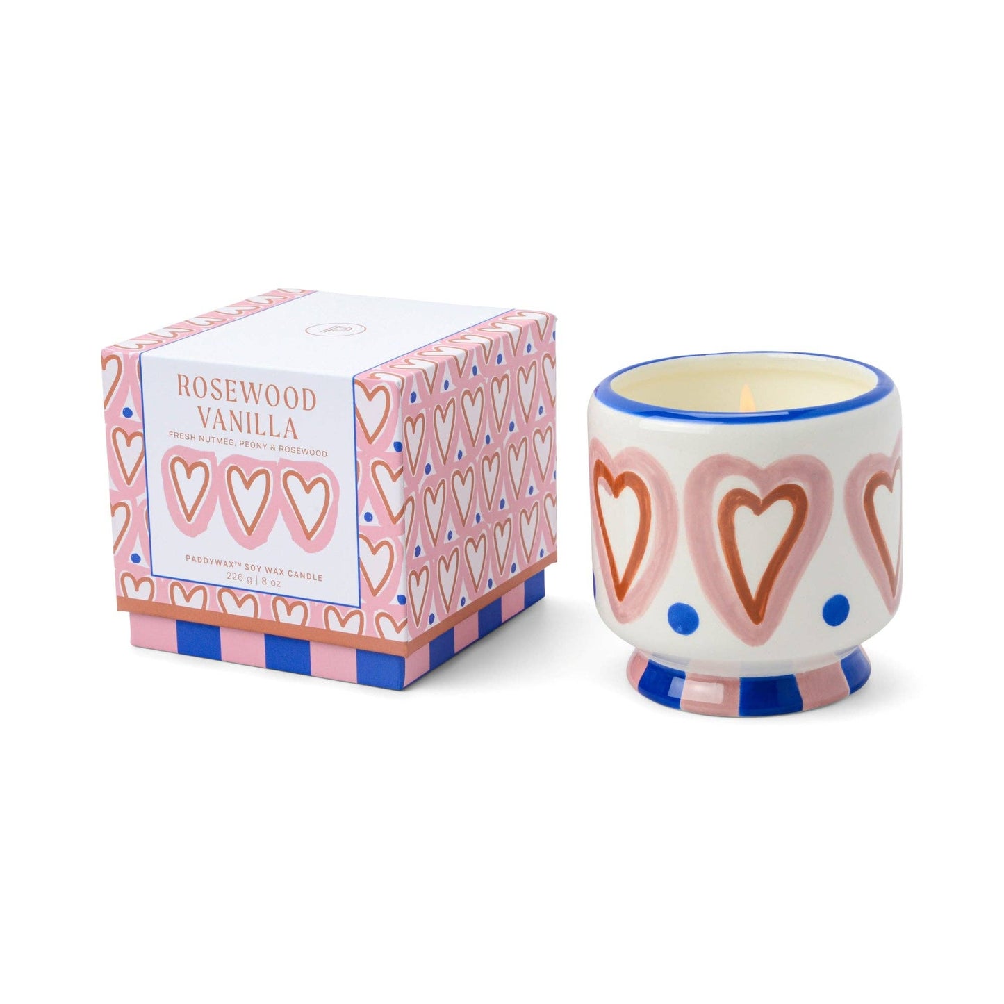 Paddywax Hearts Ceramic Candle - Rosewood Vanilla
