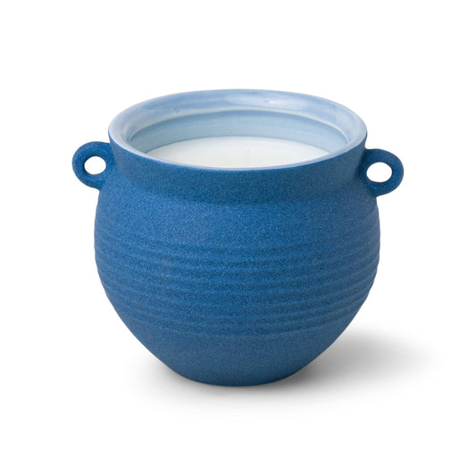 Santorini Ceramic Candle (240g) - Blue - Salted Blue Agave