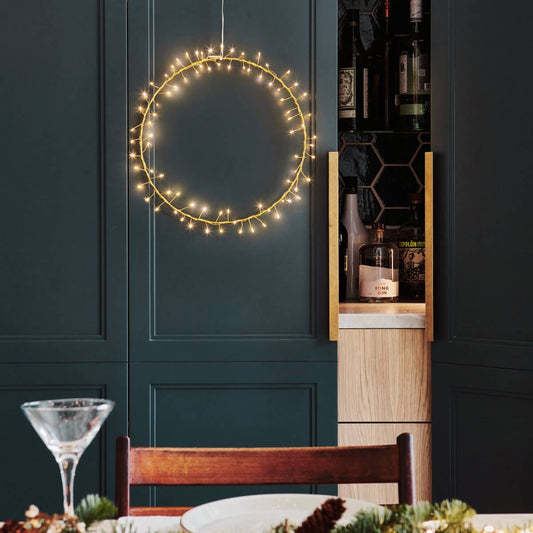 Hanging Aurora fairy light wreath