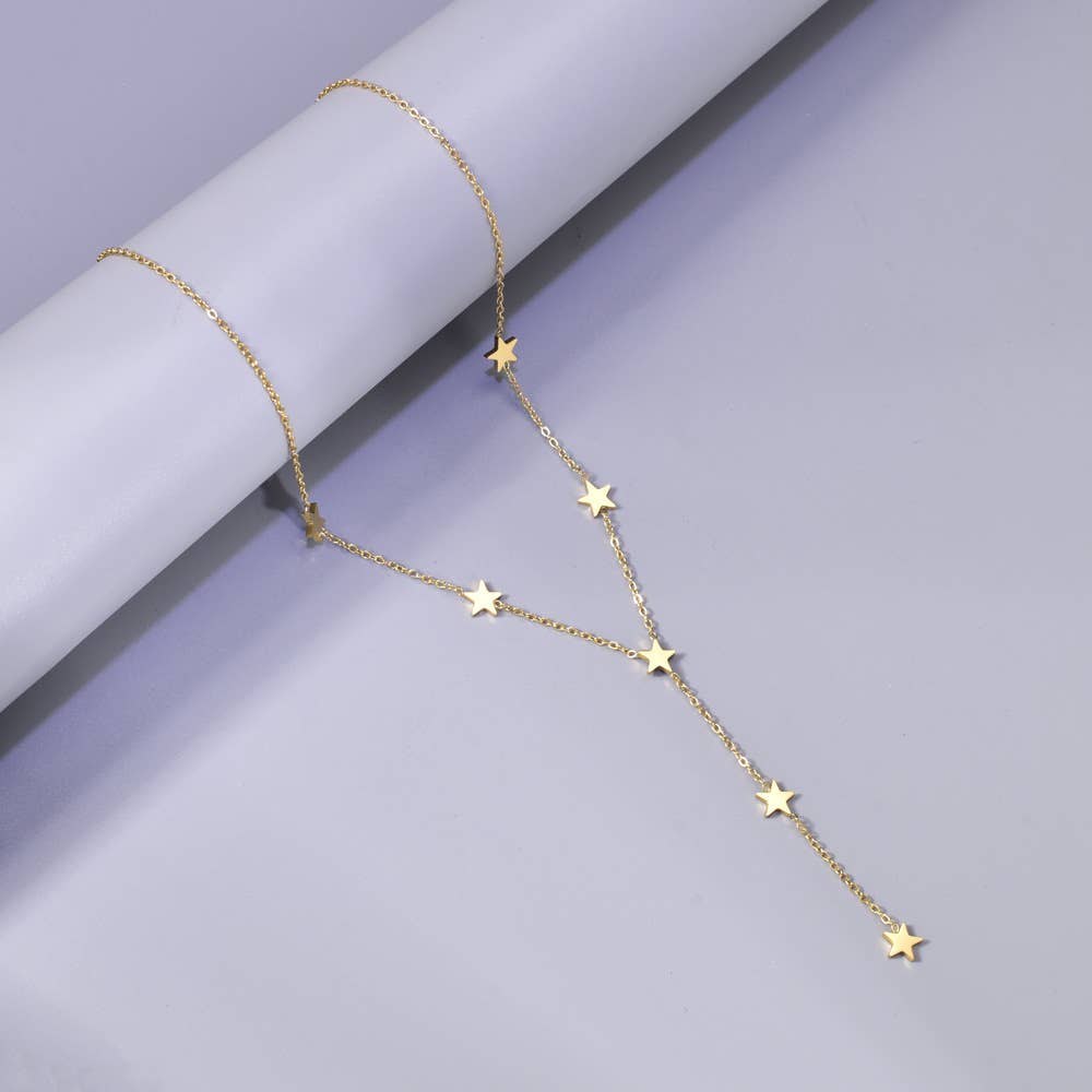 Star Lariat Necklace in Gold