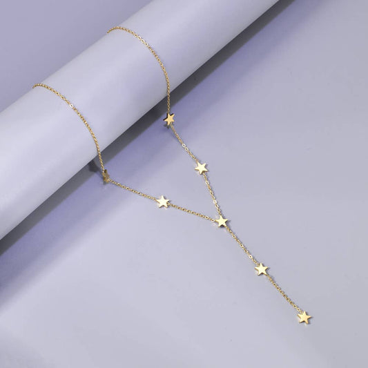 Star Lariat Necklace in Gold