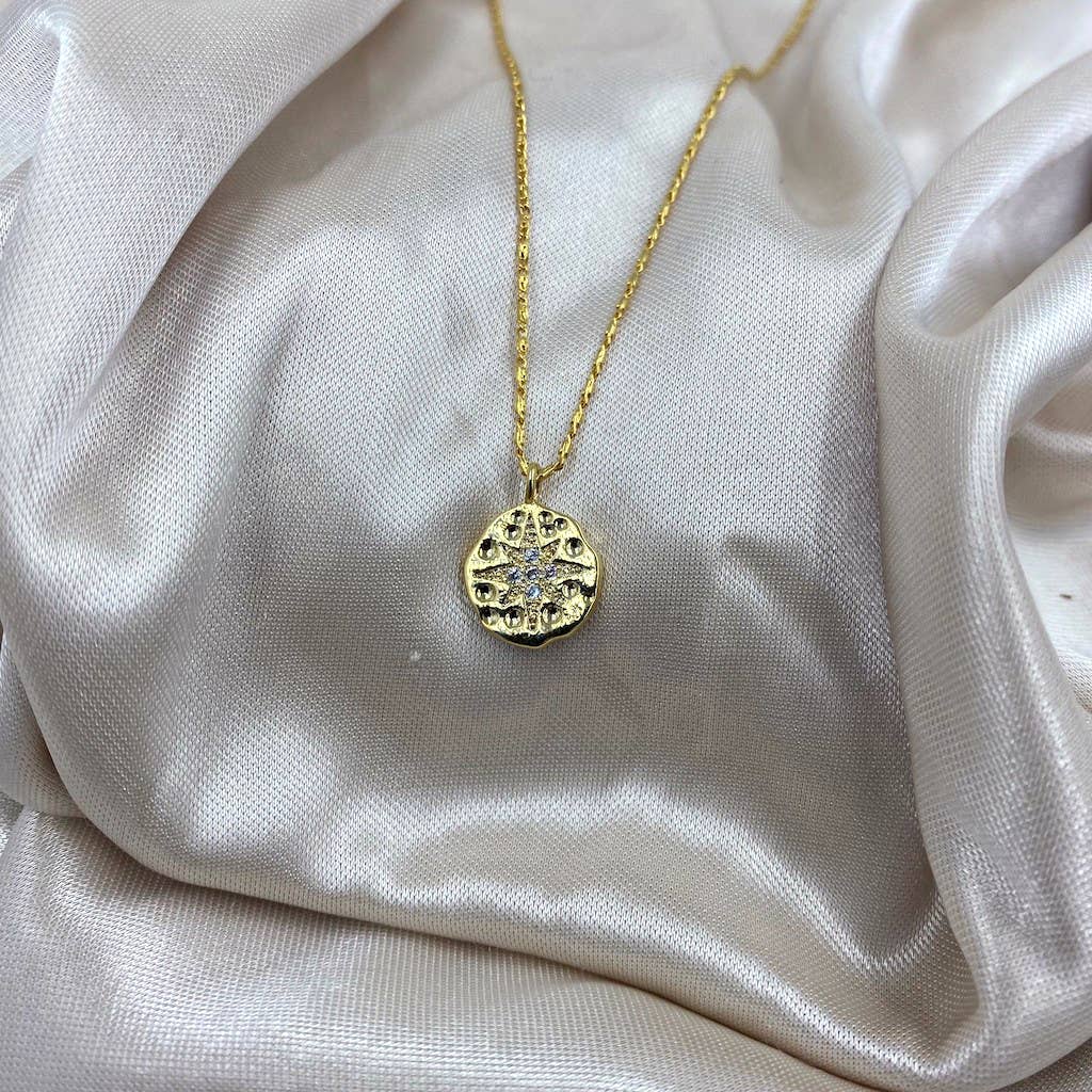 Cubic Zirconia Star Imprint Necklace Gold