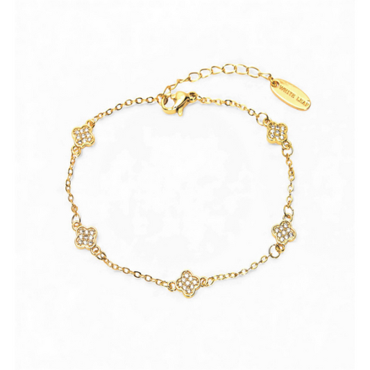 Five little flower bracelet in gold