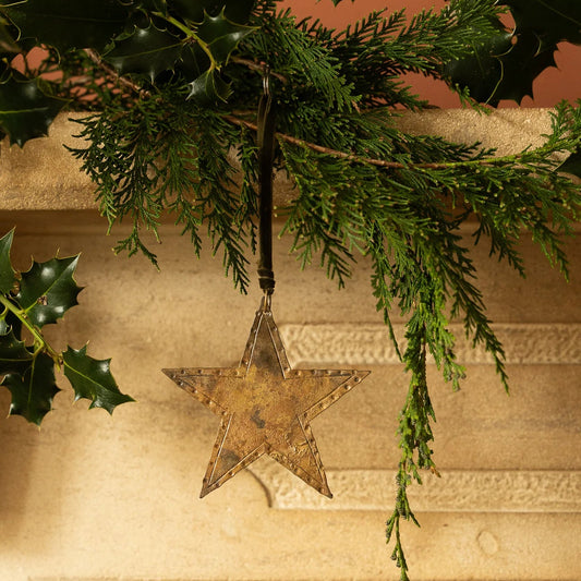 The Rustic Hanging Star - antique brass