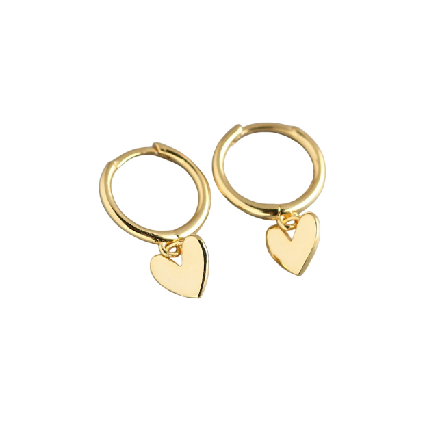 Heart charm huggie earring in gold