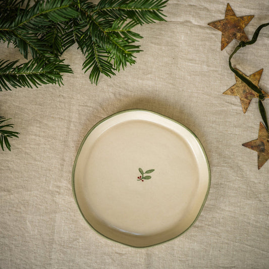 Hand Painted Snack Plate - Holly - pre order