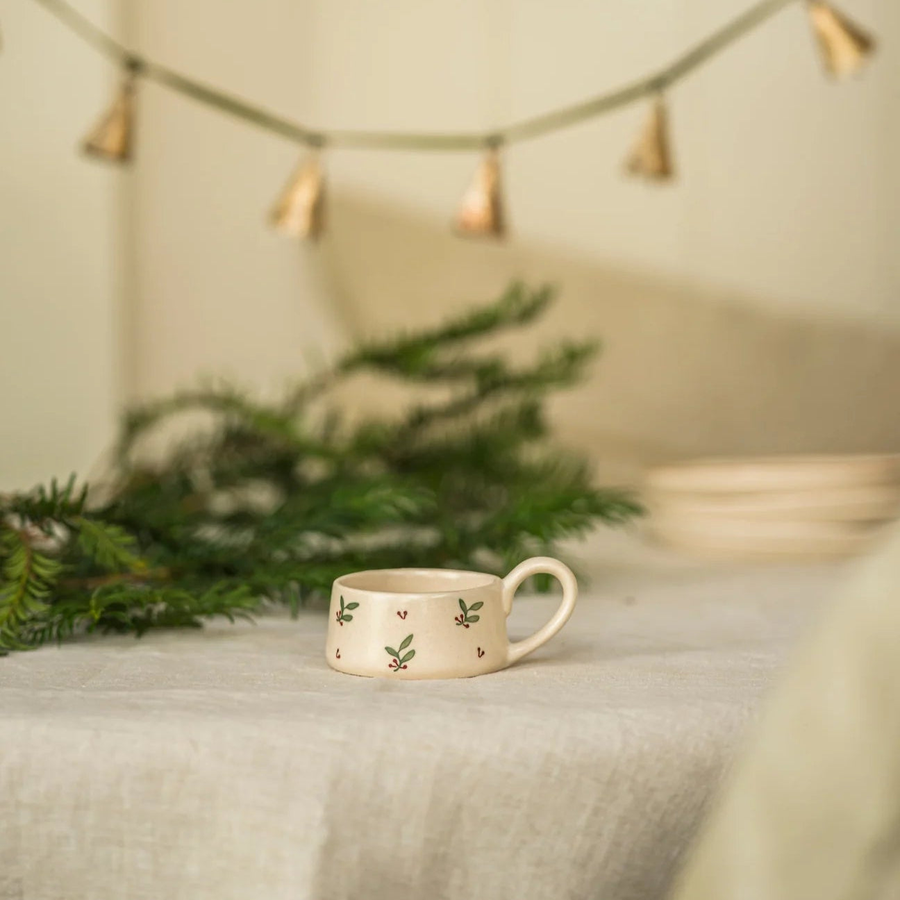 Hand Painted Tea Light Holder - Holly