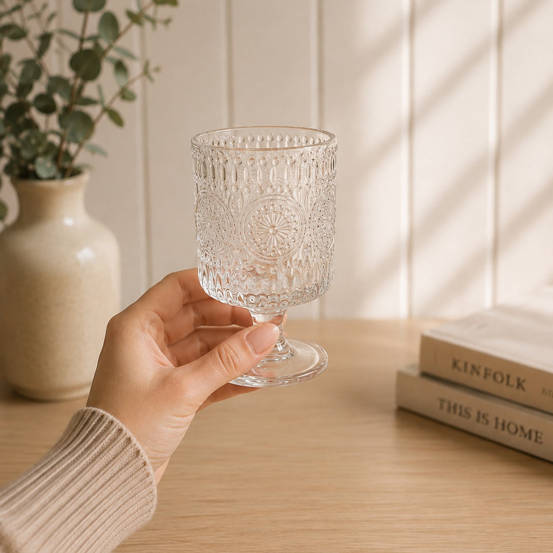 Vintage style wine glass