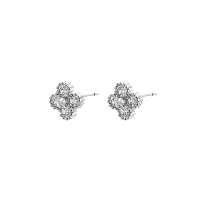 Crystal clover earring in silver