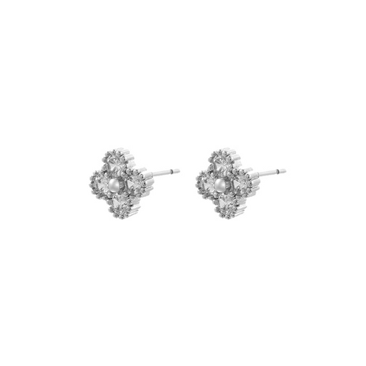 Crystal clover earring in silver