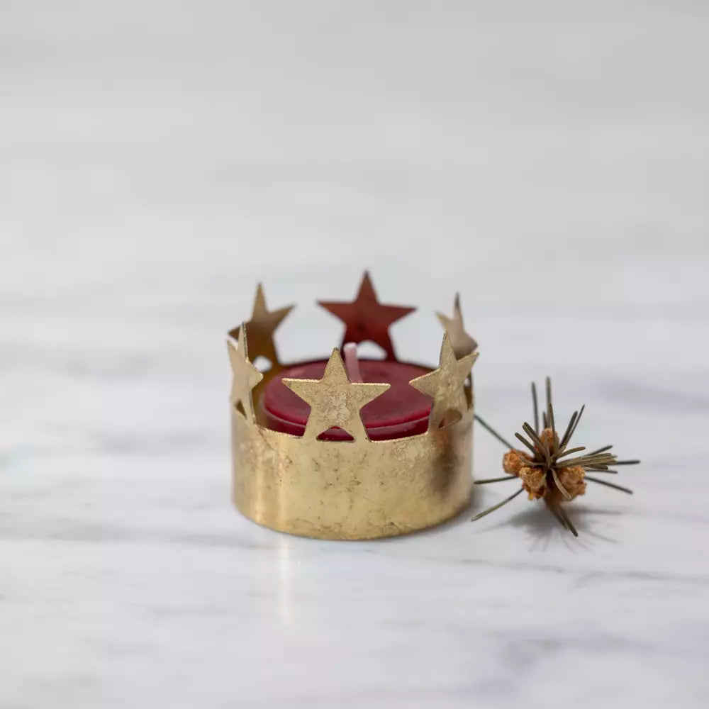 Star Tea-light Votive Antique Gold
