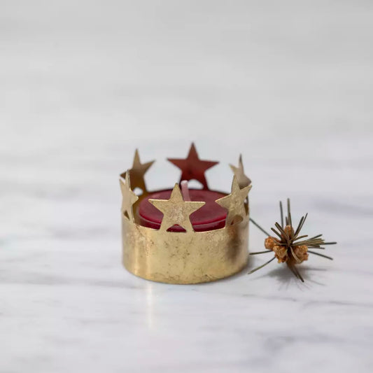Star Tea-light Votive Antique Gold