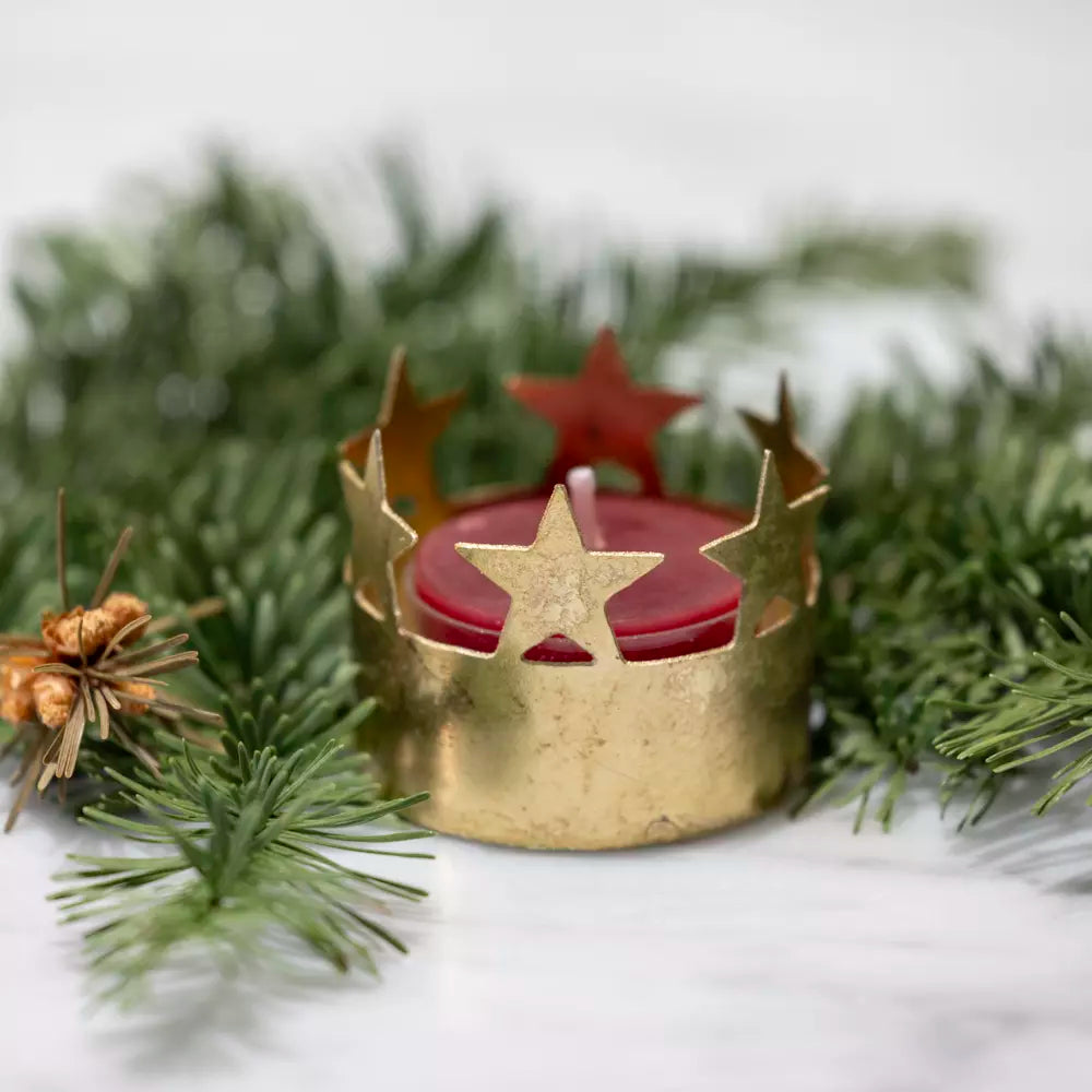 Star Tea-light Votive Antique Gold