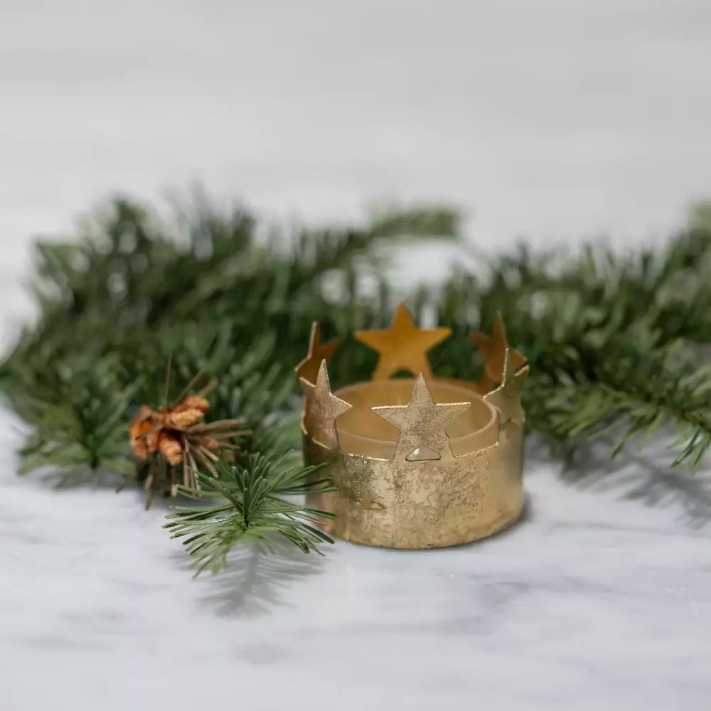 Star Tea-light Votive Antique Gold