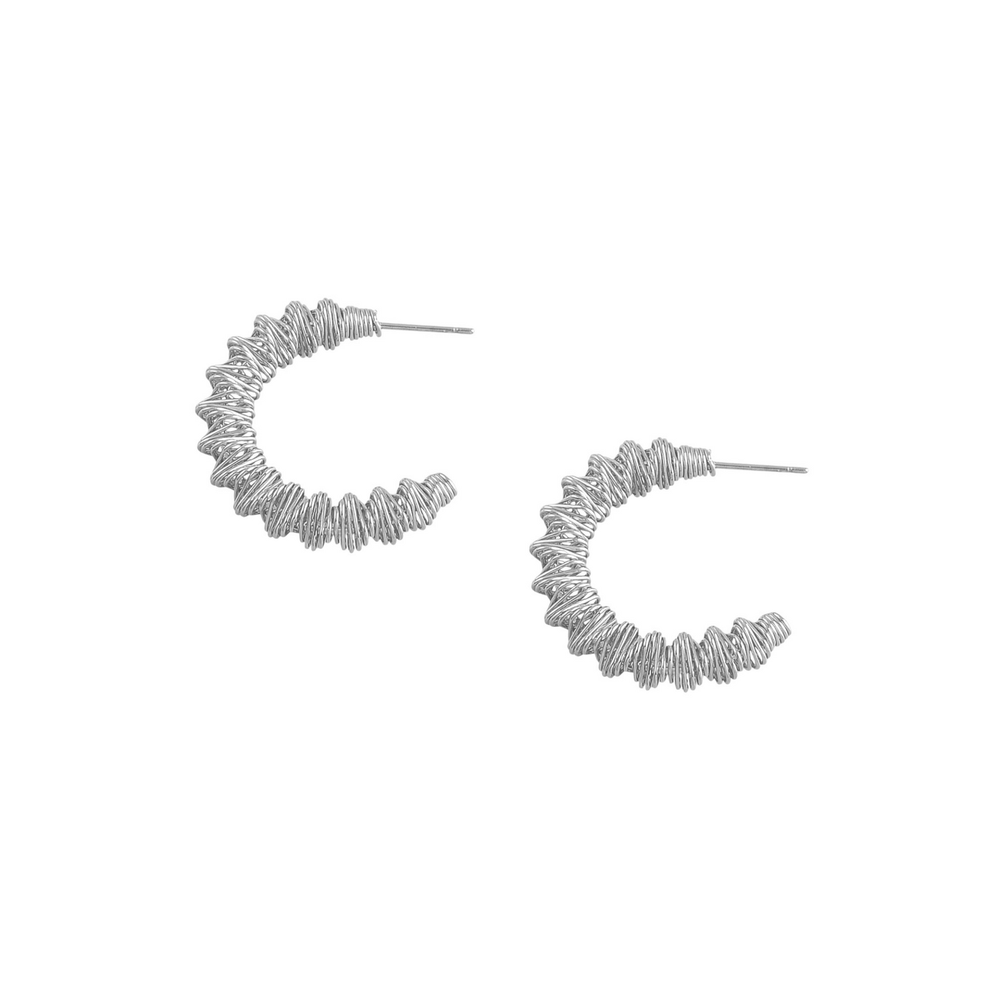 Zigzag wire hoop earring in silver
